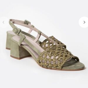 MINT&ROSE ROMY OLIVE Low braided sandal in green leather SIZE 39 EU